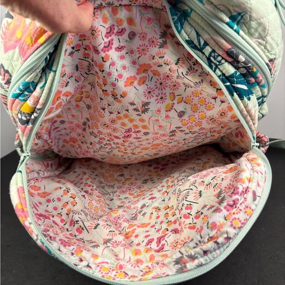 Vera Bradley Quilted Backpack Mint Floral Print Retired Pattern